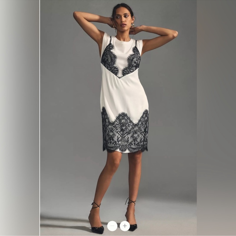 Maeve White and Black Lace Dress